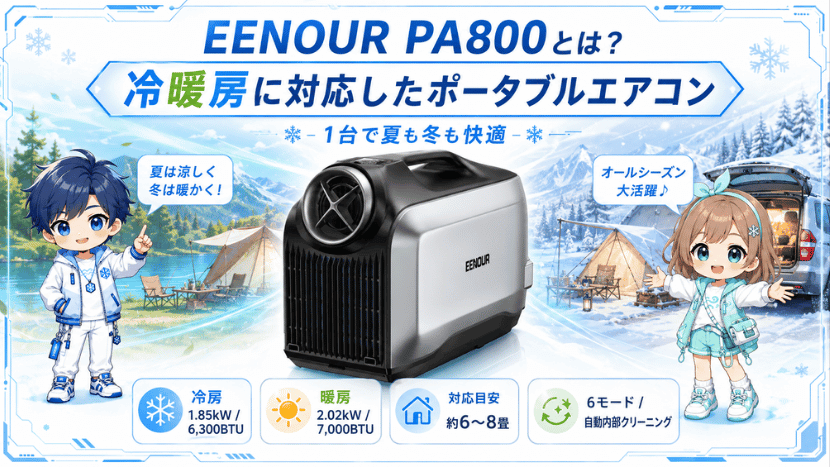 EENOUR PA800の特徴を解説｜冷暖房対応ポータブルエアコン