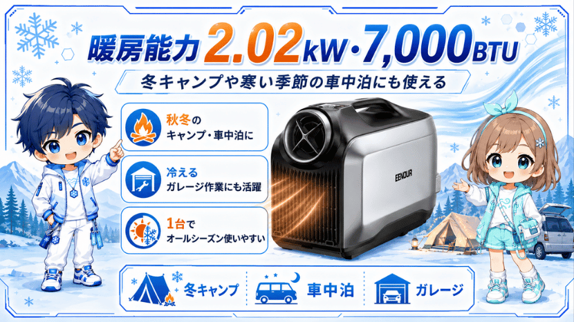 EENOUR PA800の特徴を解説｜冷暖房対応ポータブルエアコン